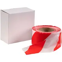 Multicare-Centrum 1x ruban de délimitation 80mm de large, 500 mètres en LDPE, rouge/blanc