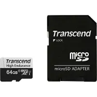 Transcend 350V - Carte mémoire flash (adaptateur SD inclus) - 64 Go - UHS-I U1 / Class10 - microSDXC UHS-I