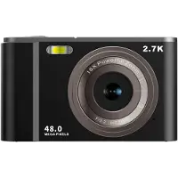 INF Caméra numérique 2,7K 48MP, zoom 16x, anti-tremblement, reconnaissance faciale Le noir