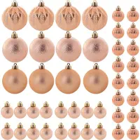 Kadax Boules de Noël en plastique, set de 44 boules, cuivre