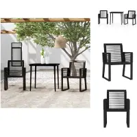vidaXL Ensemble de jardin 3 pièces noir - Ensemble de meubles de jardin