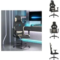 vidaXL Chaise de jeu avec fonction de massage Tissu noir et crème - chaise de jeu
