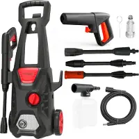 Lehmann Nettoyeur haute pression avec pompe d'aspiration en aluminium, débit de 480 l/h, 1600 W, flexible haute pression de 5 m, réservoir de détergent inclus