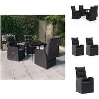 vidaXL Ensemble de jardin 5 pièces avec coussins Noir - Ensemble de meubles de jardin