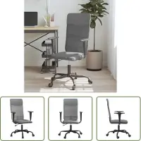 The Living Store Chaise de bureau Réglable en hauteur Gris Résille et similicuir