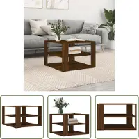 The Living Store Table basse marron imitation chêne 59,5x59,5x40 cm Matériau dérivé du bois