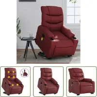 The Living Store Fauteuil de massage avec releveur Vin rouge Similicuir