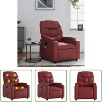 The Living Store Fauteuil de massage en simili cuir rouge vin