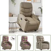 The Living Store Fauteuil de massage avec releveur Électrique Cappuccino Similicuir