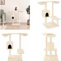vidaXL Arbre à chat avec colonnes à griffer Crème 82 cm - Arbre à chat - Tour à chat - Meubles pour chats