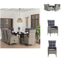 vidaXL Ensemble de jardin 9 pièces avec coussins Gris et Noir - Ensemble de meubles de jardin