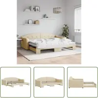 The Living Store Lit de jour extensible Crème 90x200 cm Tissu