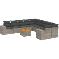 vidaXL Ensemble de salon de jardin 11 pièces avec coussins Gris Poly rotin