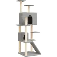 Syfax Arbre à chat avec griffoirs en sisal Gris clair 153 cm