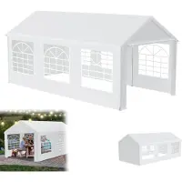 UISEBRT 3x6m Premium Party Tent Pavilion with side parts, waterproof & winterproof, garden tent with windows in side walls, large tent for wedding and garden parties, PE-roof, white
