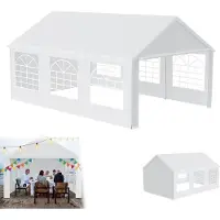 UISEBRT 4x6m Premium Party Tent Pavilion with side parts, waterproof & winterproof, garden tent with windows in side walls, large tent for wedding and garden parties, PE-roof, white