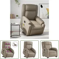 The Living Store Fauteuil de massage avec releveur Électrique Cappuccino Similicuir