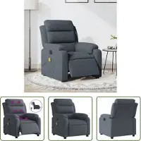 The Living Store Fauteuil de massage électrique gris foncé velours