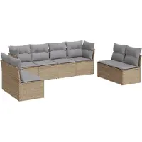 vidaXL Ensemble de jardin canapé 8 pièces avec coussins Beige Poly Rattan