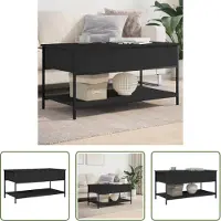 The Living Store Table basse noire 100x50x50 cm bois composite et métal