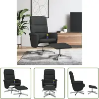 The Living Store Fauteuil de massage avec repose-pieds Noir Tissu