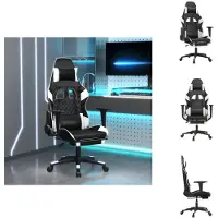 vidaXL Chaise de jeu avec repose-pieds noir et blanc similicuir - Fauteuil de jeu