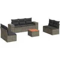 vidaXL Ensemble de jardin canapé 8 pièces avec coussins Gris Poly rotin
