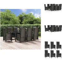 vidaXL Ensemble de jardin 9 pièces avec coussins noir poly rotin - Ensemble de meubles de jardin