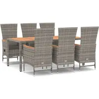 vidaXL Ensemble de jardin 7 pièces avec coussins Gris Poly rotin