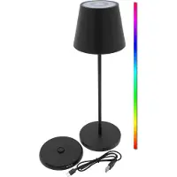 Spetebo Lampe tactile en métal 35,5 cm avec station de recharge - plusieurs couleurs réglables - Lampe de table intérieure et extérieure