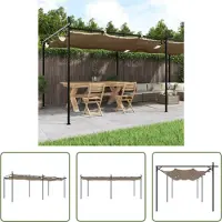 The Living Store pergola avec toit coulissant taupe 589x292x230 cm