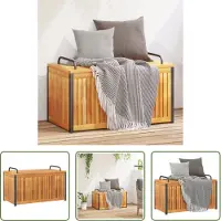 The Living Store coffre de jardin 85x45x45/53 cm bois massif acacia et acier