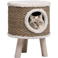 Syfax Maison pour chat avec pieds en bois 41 cm Herbiers marins