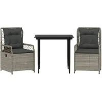 vidaXL Ensemble de jardin 3 pièces avec coussins gris clair Poly rotin