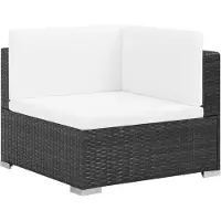 vidaXL Ensemble de salon de jardin 7 pièces avec coussins Poly rotin noir