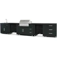 Oviala Cuisine d'extérieur angle 5 éléments avec évier et barbecue - Memphis