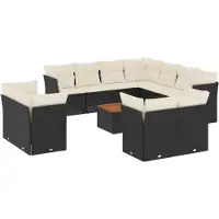 vidaXL Ensemble de 12 canapés de jardin avec coussins noir poly rotin