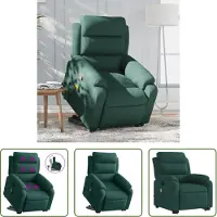 The Living Store Fauteuil de massage avec releveur Vert foncé Velours