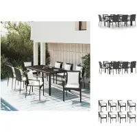 vidaXL Ensemble de jardin 9 pièces avec coussins noir poly rotin - Ensemble de meubles de jardin