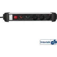 InLine 16431A Multiprise, aluminium, 3x contact de protection, avec protection contre les surcharges et les surtensions, avec interrupteur, 1,5m
