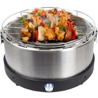 Syntrox Germany Barbecue au charbon de bois en acier inoxydable à faible émission de fumée avec ventilation active Molitus | BBQ