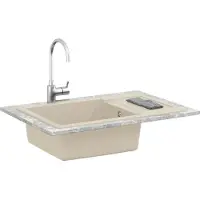 vidaXL Lavabo Beige 780 x 500 mm 80% Quartz et 20% Résine
