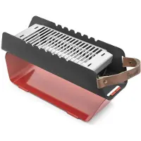 The Favilla FAVILLA FUMO Barbecue mobile au charbon (48×17×11 cm) Rouge – 2-en-1 avec grille inox & support à brochettes – Sac de transport inclus