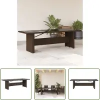 The Living Store Table de jardin avec plateau en verre Marron 240x90x75 cm Poly rotin