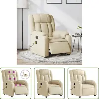 The Living Store Fauteuil de massage électrique Crème Tissu