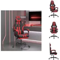 vidaXL Chaise de jeu avec repose-pieds Noir et rouge Similicuir - Fauteuil de jeu