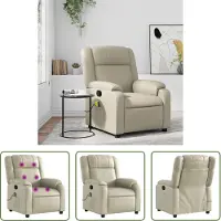 The Living Store Fauteuil de massage Crème Similicuir