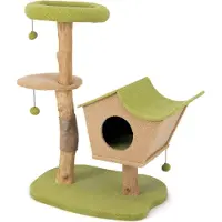Costway Arbre à chat 110cm, avec siège rembourré, plateforme de saut, pour chats d'intérieur