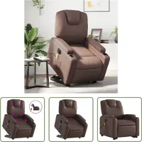 The Living Store Fauteuil de massage avec releveur électrique Marron Similicuir