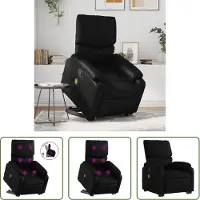 The Living Store Fauteuil de massage avec releveur Noir Similicuir